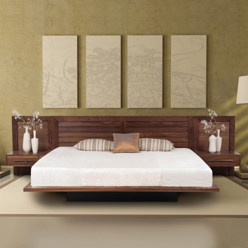 Platform Bed with Clapboard Headboard
